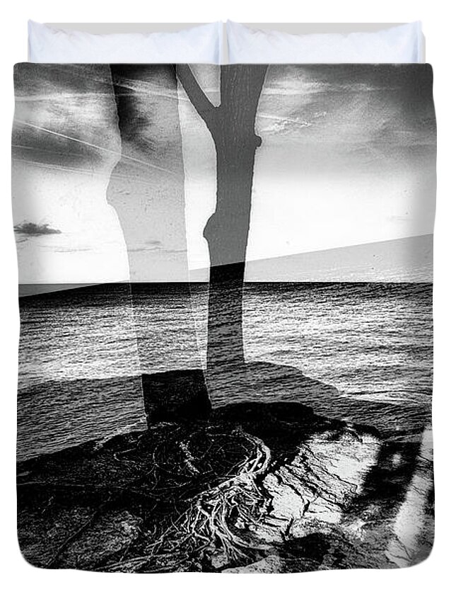 Double Exposure Duvet Cover featuring the photograph Rooted 2 by Marianne Campolongo
