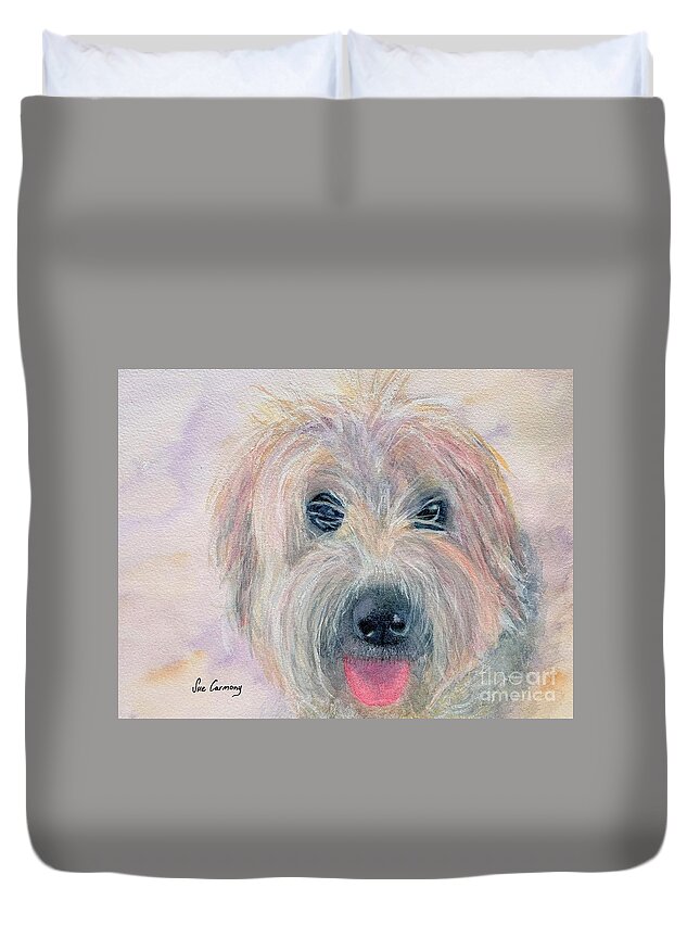 Soft-coated Wheaten Terrier Duvet Cover featuring the painting Rory by Sue Carmony