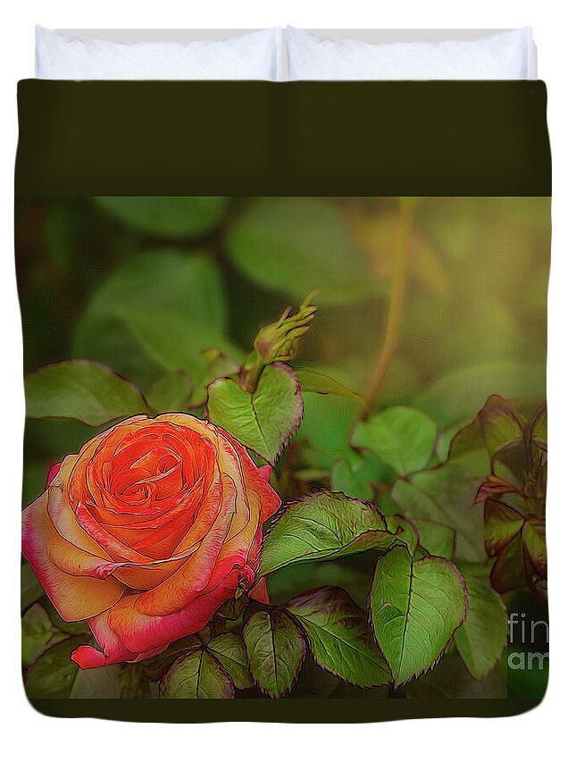 Rose Duvet Cover featuring the photograph Rose Glow by Shelia Hunt