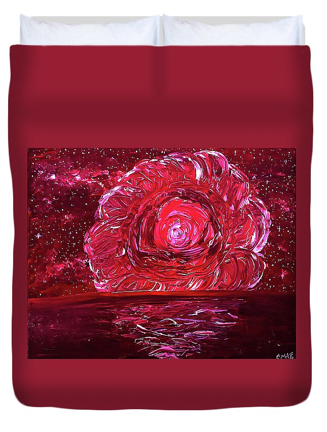  Inspired Duvet Cover featuring the painting Rose Moon Rising by Christina Knight