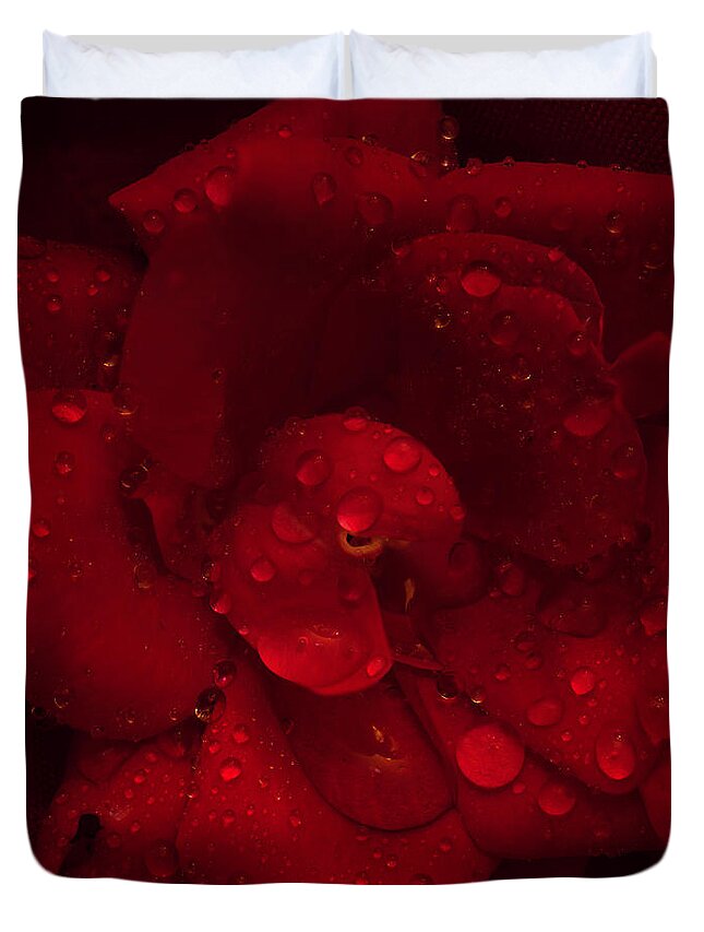 Rose Duvet Cover featuring the photograph Rose with Water Droplets by Patrick Nowotny