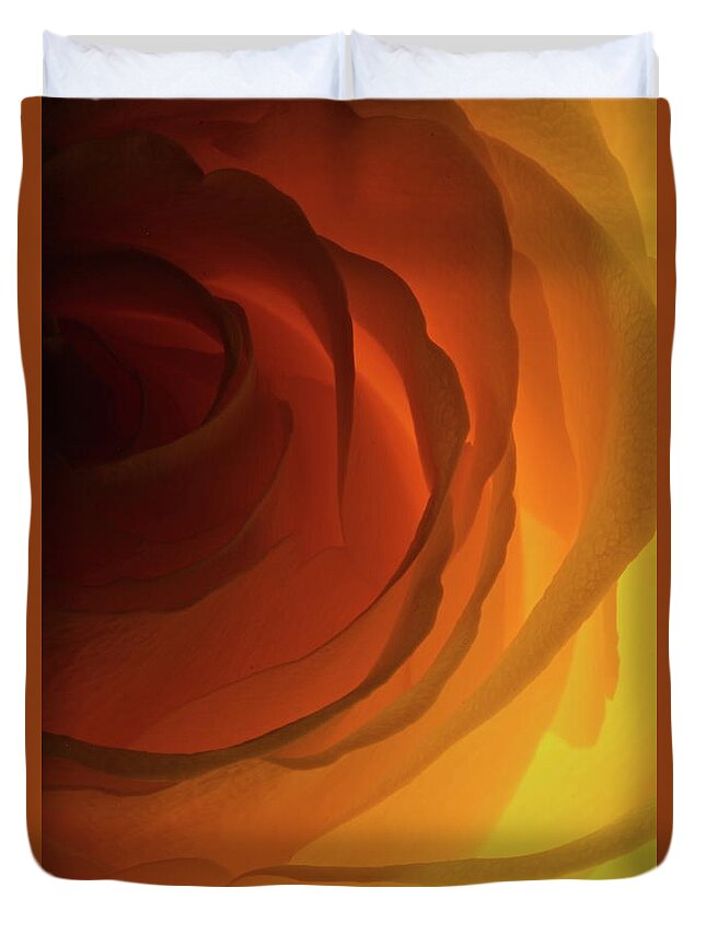 Macro Duvet Cover featuring the photograph Rose Yellow 2295 by Julie Powell
