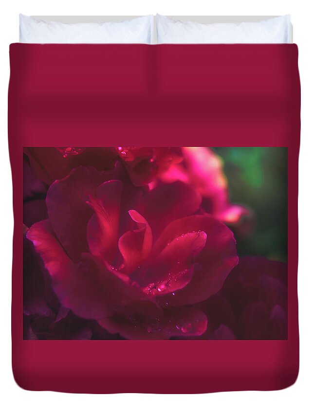Roses Duvet Cover featuring the photograph Roses In the Rain by Laura Vilandre