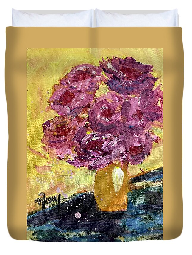 Roses Duvet Cover featuring the painting Roses on a Sunny Day by Roxy Rich