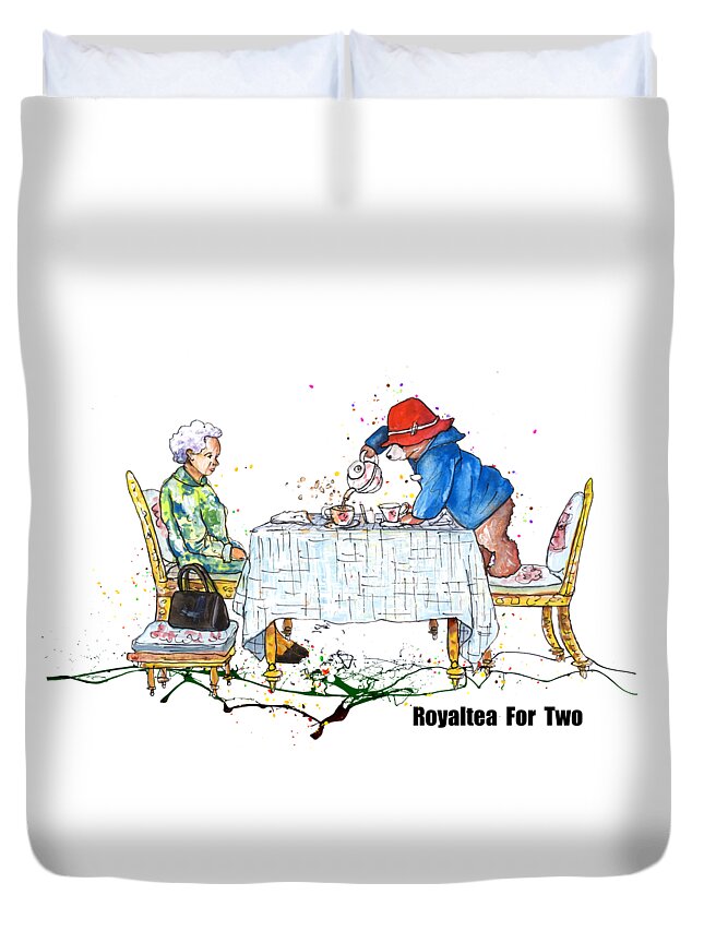 Paddington Duvet Cover featuring the painting Royaltea For Two by Miki De Goodaboom