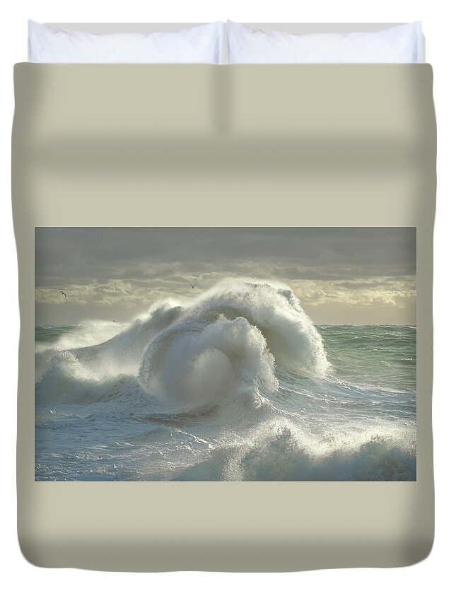 Rough Sea Duvet Cover featuring the photograph Rough sea 17 Wall decor for surfing lover by Giovanni Allievi