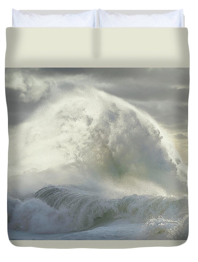 Rough Sea Duvet Cover featuring the photograph Rough sea 30 Seaside poster by Giovanni Allievi