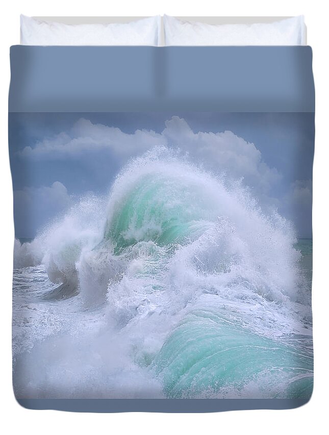 Gift For Beach Enthusiast Duvet Cover featuring the photograph Rough sea 40 by Giovanni Allievi