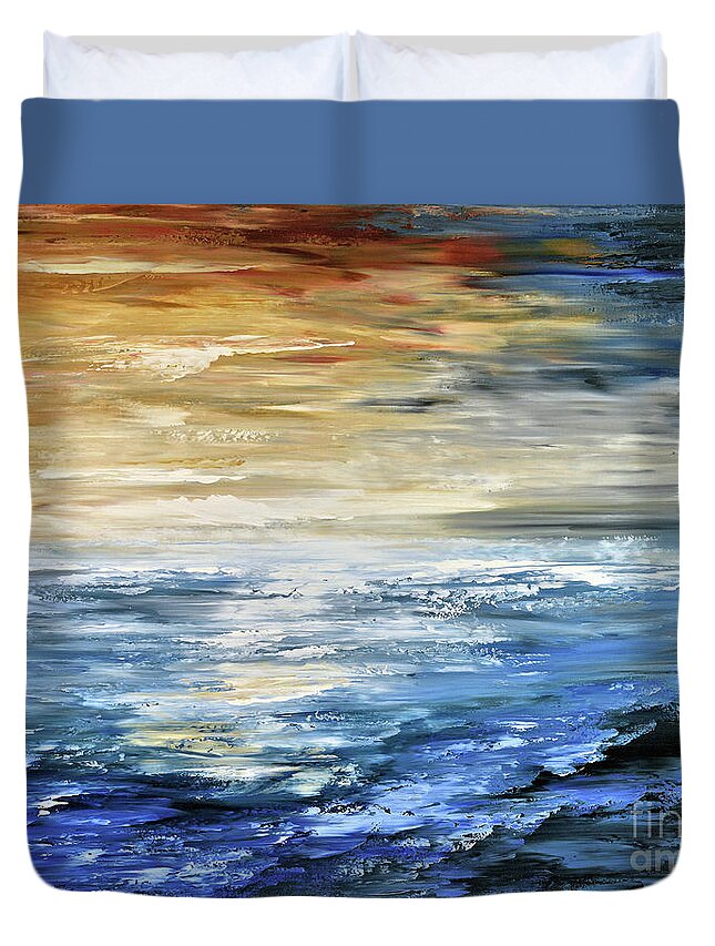 Ocean Duvet Cover featuring the painting Rough Weather by Tatiana Iliina