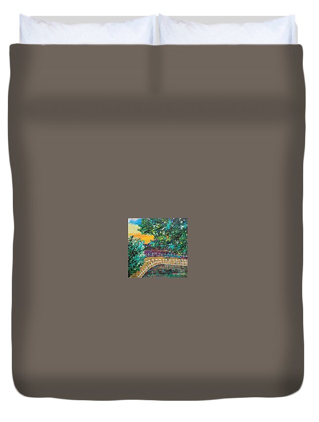  Duvet Cover featuring the painting Round the Bend by Mark SanSouci