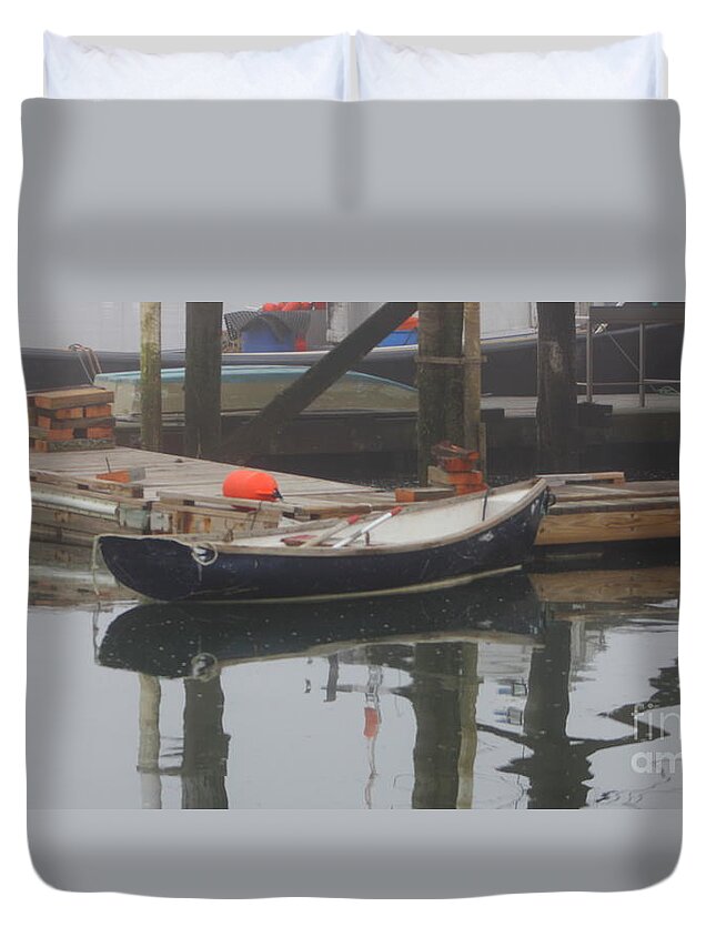 Row Boat Duvet Cover featuring the photograph Row boat in a Mist by Lennie Malvone