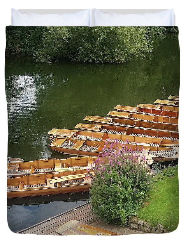 Boats Duvet Cover featuring the photograph Row Boats in Bath by Roxy Rich