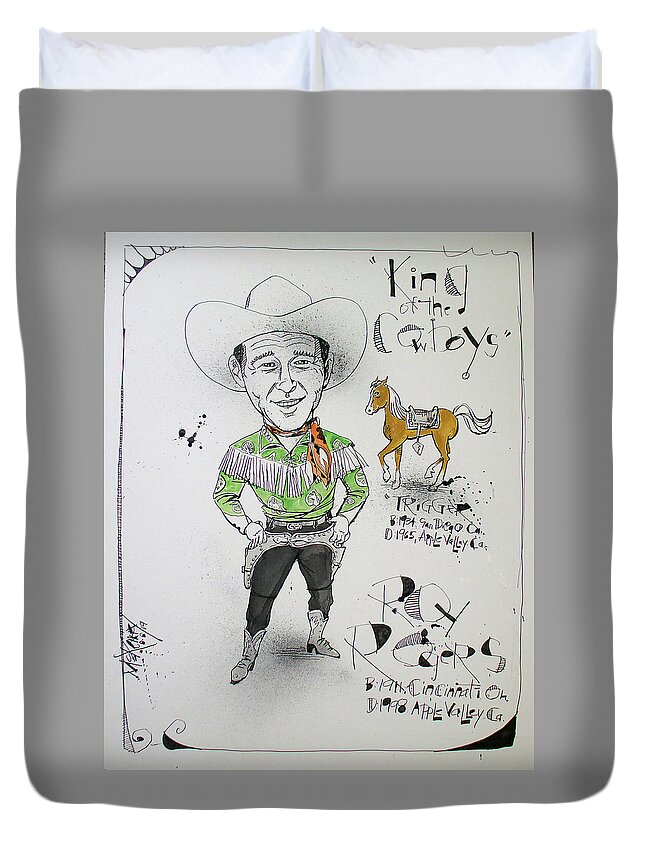  Duvet Cover featuring the drawing Roy Rogers by Phil Mckenney