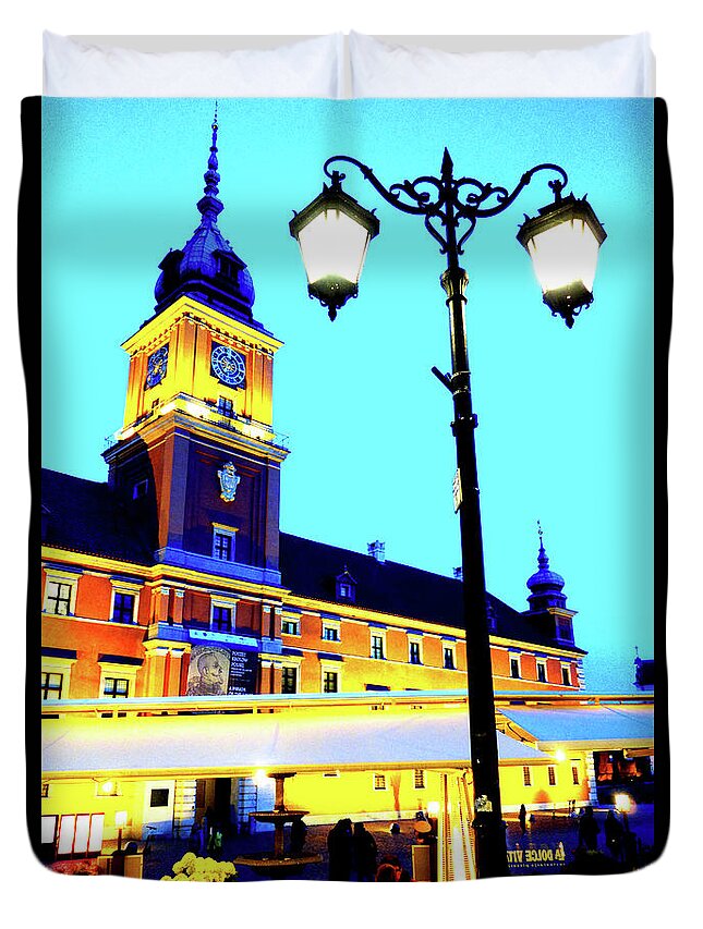 Royal Duvet Cover featuring the photograph Royal Castle And Lantern In Warsaw, Poland by John Siest