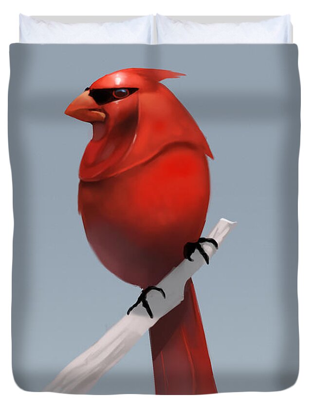 Birds Duvet Cover featuring the digital art Royal Guardinal Flipped by Michael Myers