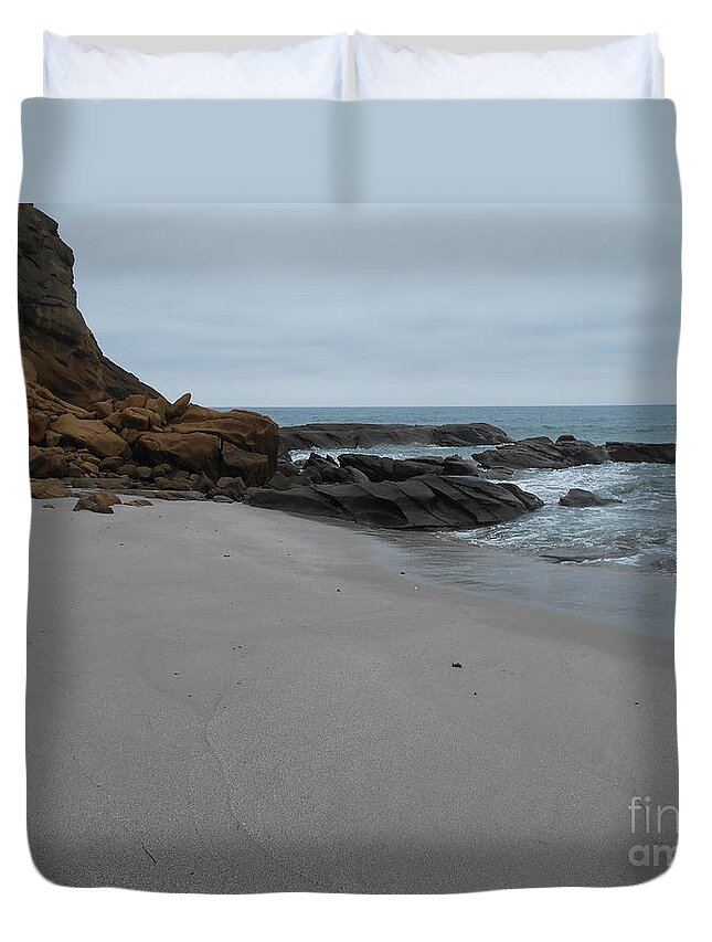 Rocks Duvet Cover featuring the photograph Rocky Shore by Nancy Graham