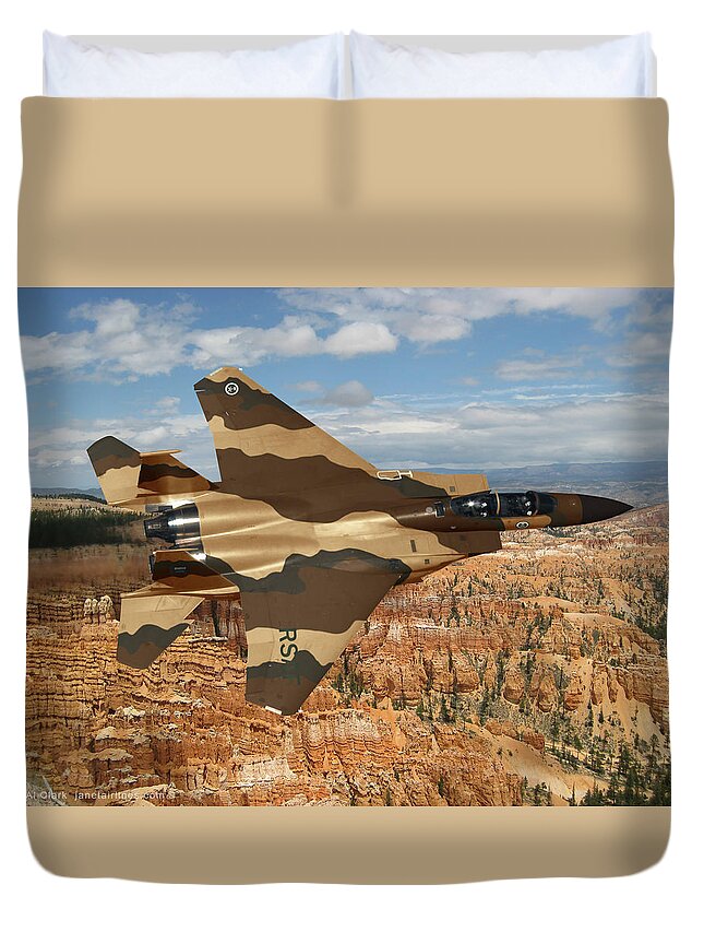 Eagle Duvet Cover featuring the digital art RSAF F-15 Eagle by Custom Aviation Art