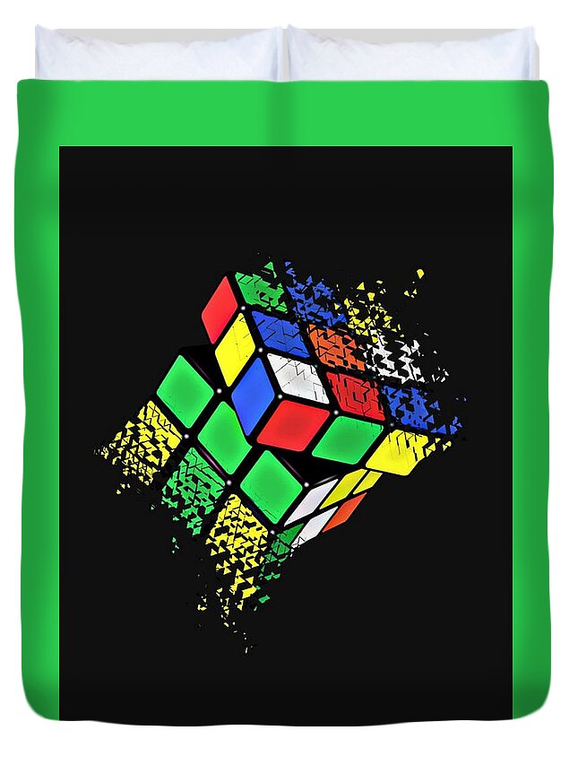 Rubik's Cube Duvet Cover featuring the digital art Rubik's cube by Mopssy Stopsy