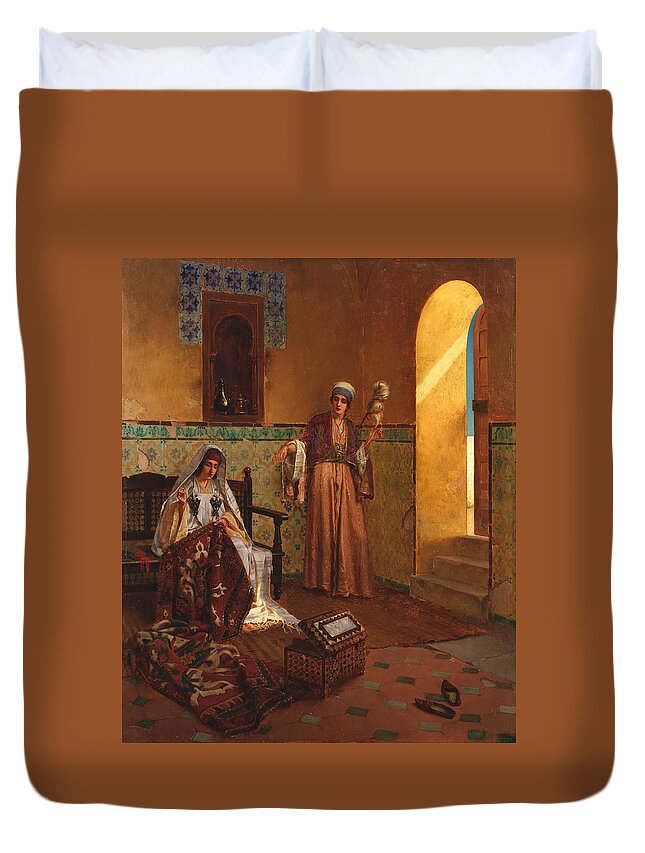 Rudolf Ernst (austrian Duvet Cover featuring the painting RUDOLF ERNST The carpet makers by Artistic Rifki