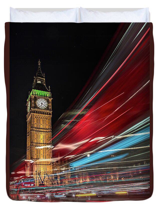 Big Ben Duvet Cover featuring the photograph Rush Hour Chaos by Linda Villers