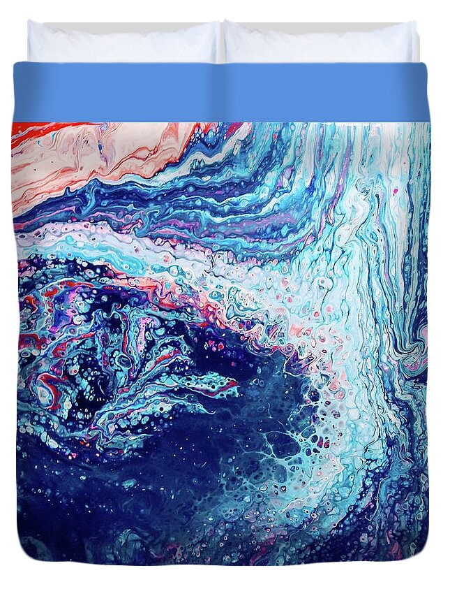 Water Duvet Cover featuring the painting Rushing Waters by Anna Adams