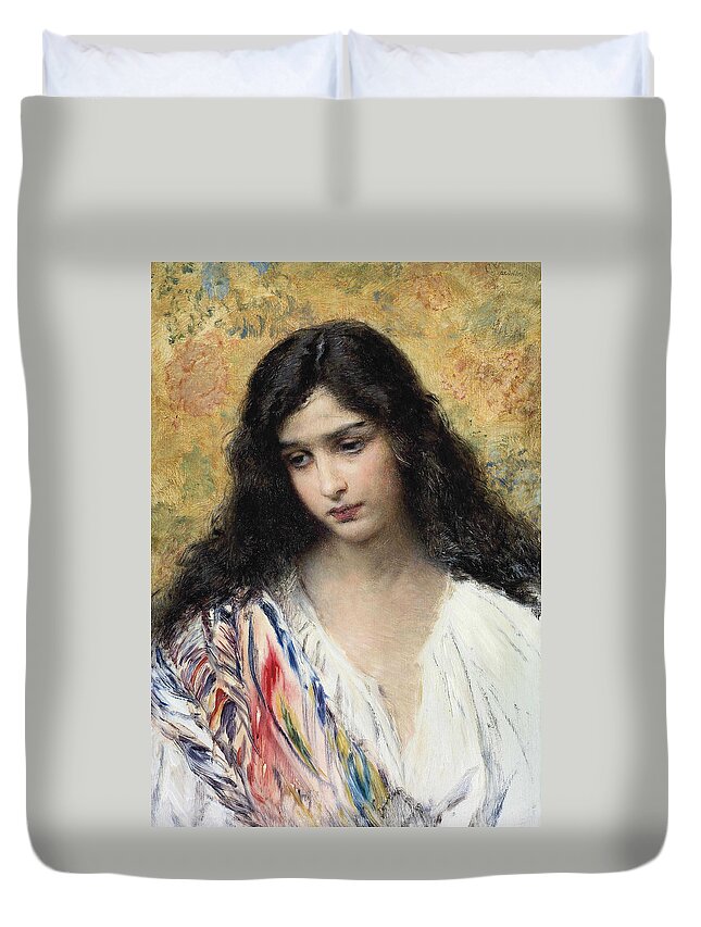 19th Century Duvet Cover featuring the painting Russian Beauty by Konstantin Makovsky