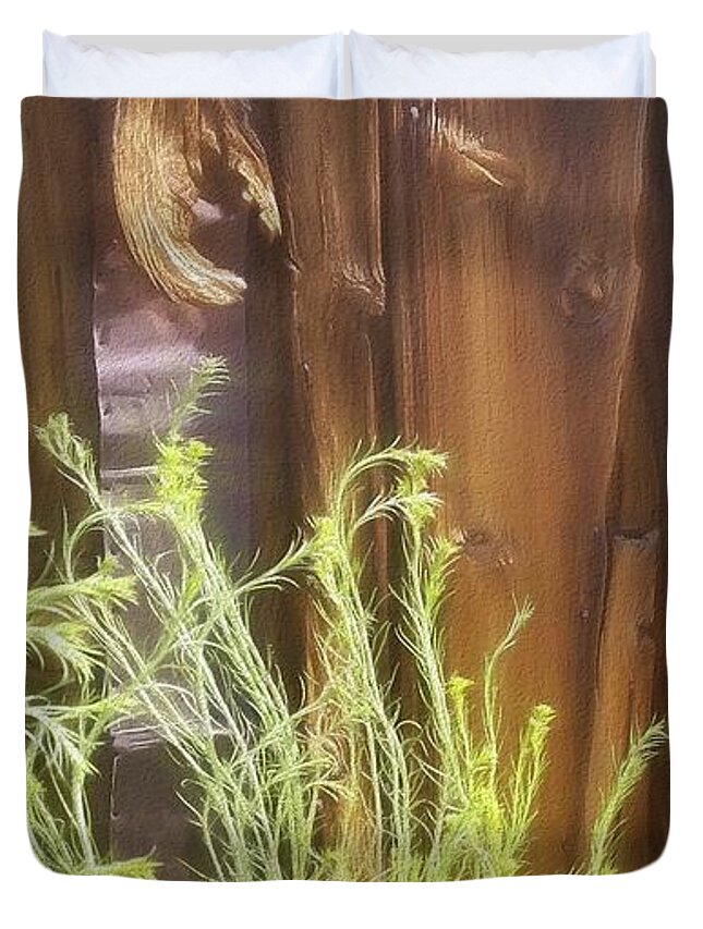 Wood Duvet Cover featuring the photograph Rustic Old Barn Wood in Bodie by Rebecca Herranen