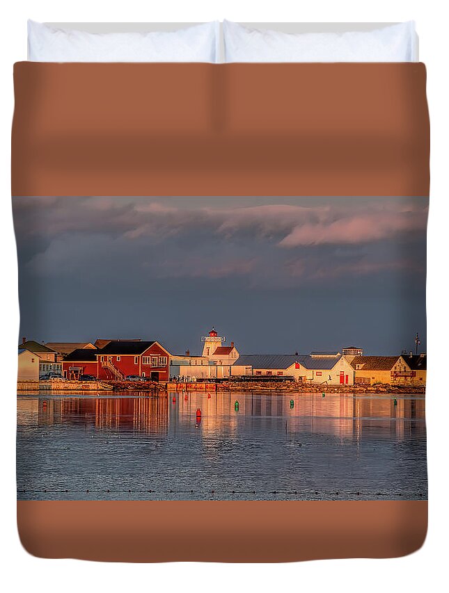 Pei Duvet Cover featuring the photograph Rustico Harbor in the Summer Golden Hour by Marcy Wielfaert