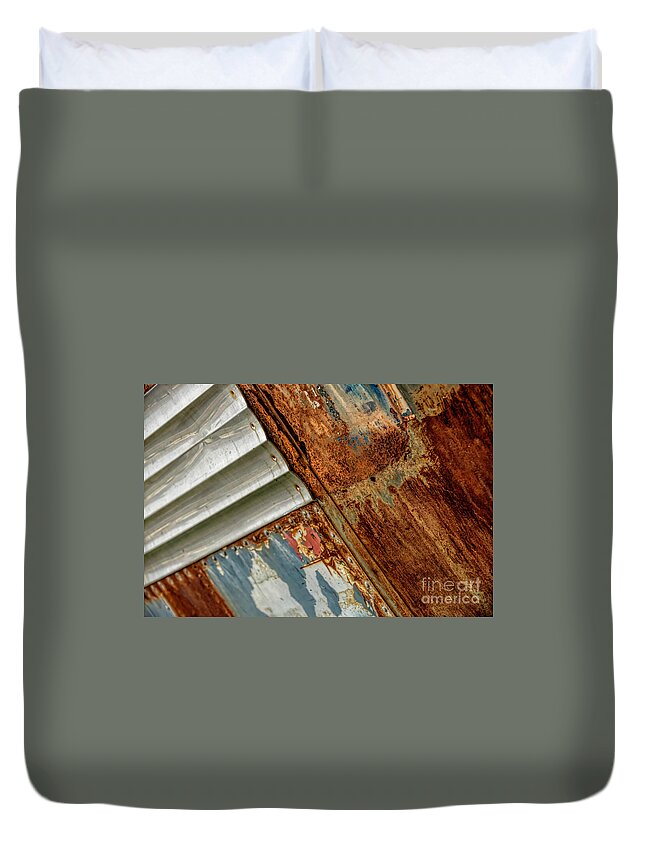 Rusty Panels Duvet Cover featuring the photograph Rusty Patchwork by Pamela Dunn-Parrish