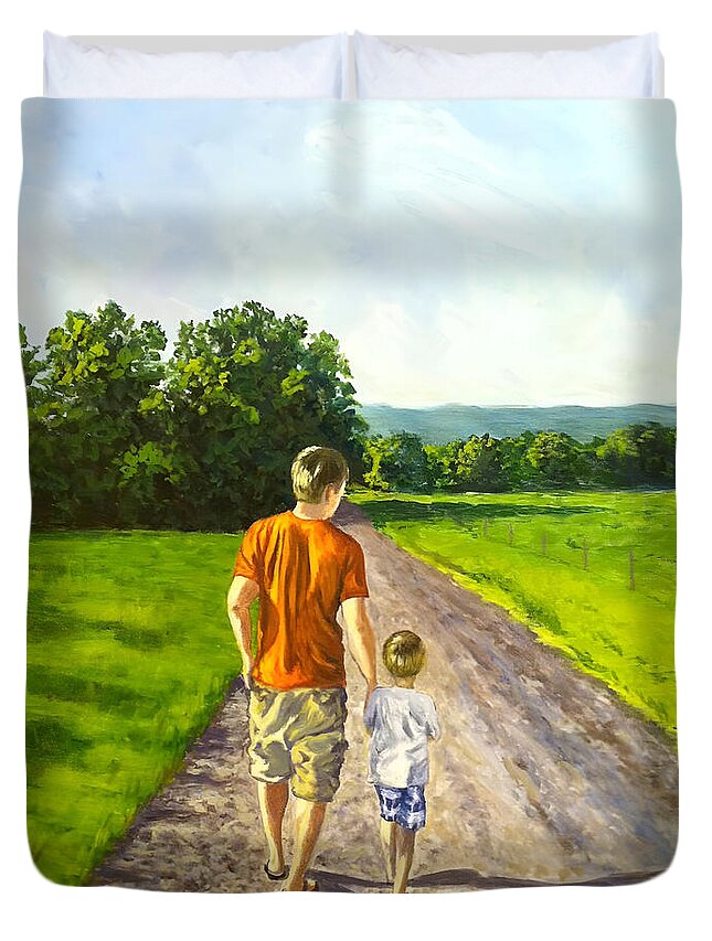 Painting Duvet Cover featuring the painting Ryans Walk by Sherrell Rodgers
