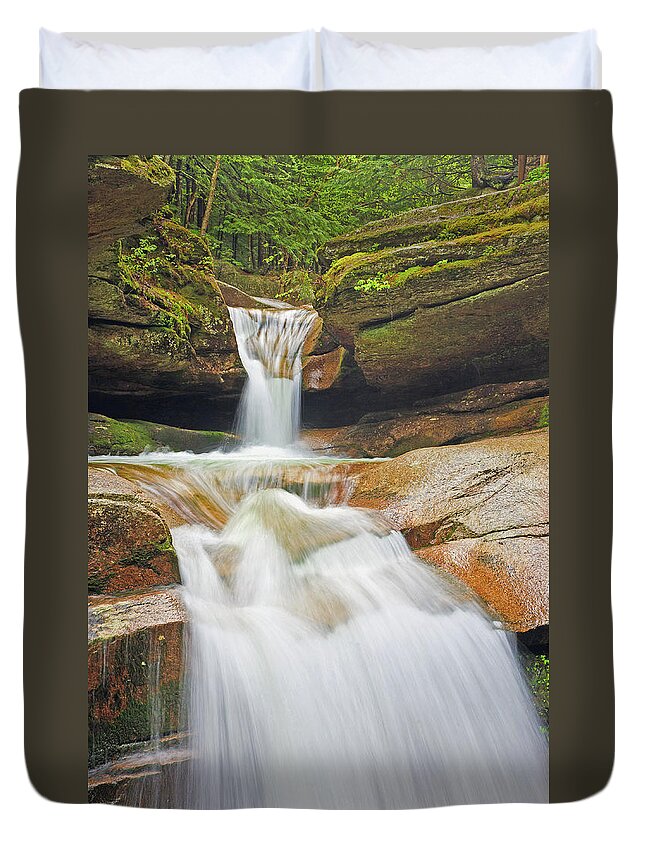 New England Duvet Cover featuring the photograph Sabaday Falls by John Rowe