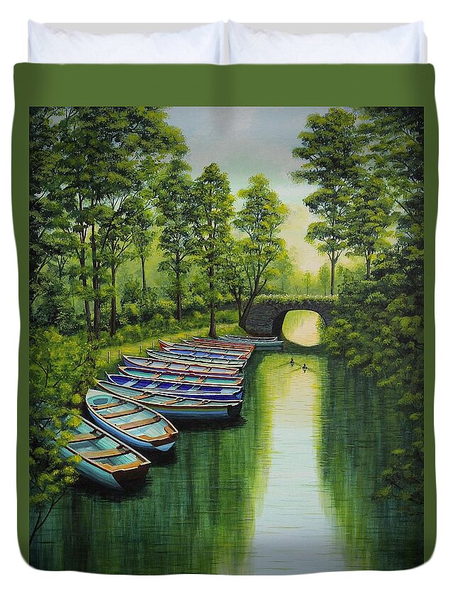 Kim Mcclinton Duvet Cover featuring the painting Safe Harbour by Kim McClinton