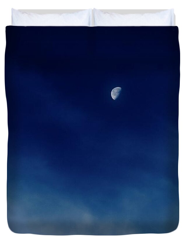 Symbolism Duvet Cover featuring the photograph Sagitarrius Waning in Deep Blue by Judy Kennedy