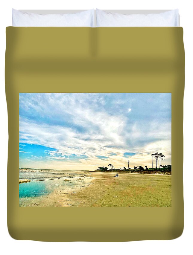 Beach Duvet Cover featuring the photograph Sailers take no warning by Patricia Greer