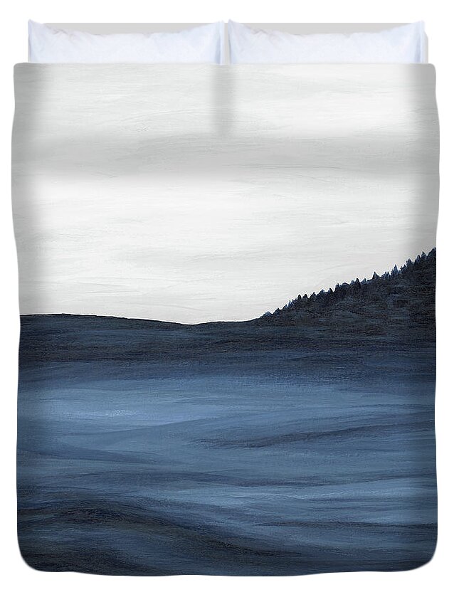 Light Blue Duvet Cover featuring the painting Sailing Forest by Rachel Elise