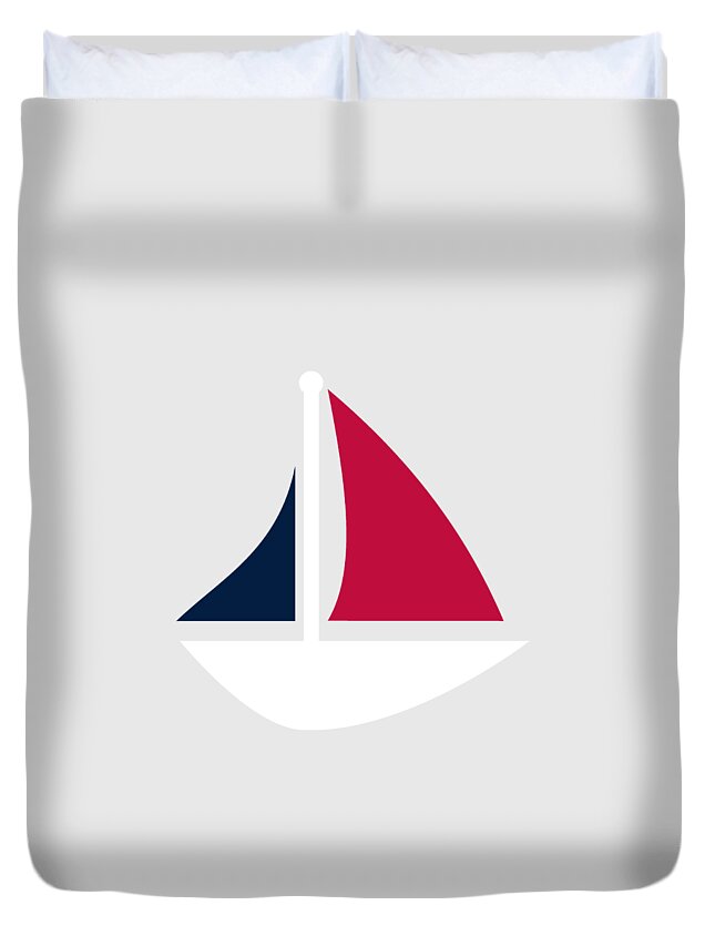 Boat Duvet Cover featuring the digital art Sailing Graphic by Amelia Pearn