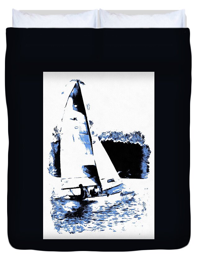 Sailing Duvet Cover featuring the photograph Sailing Mirage by John Handfield