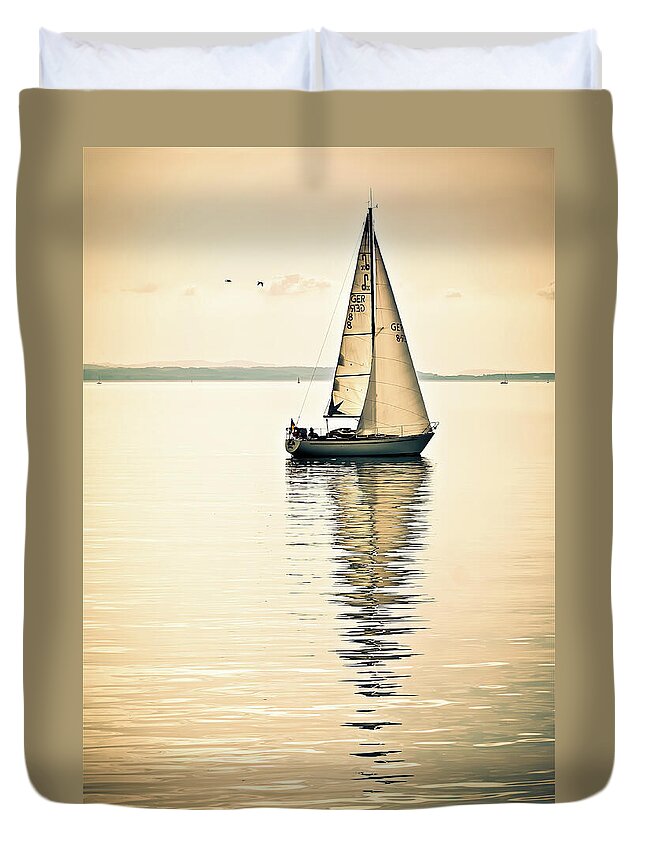 Sailboat Duvet Cover featuring the photograph Sailing on Lake Constance, Germany by Tatiana Travelways