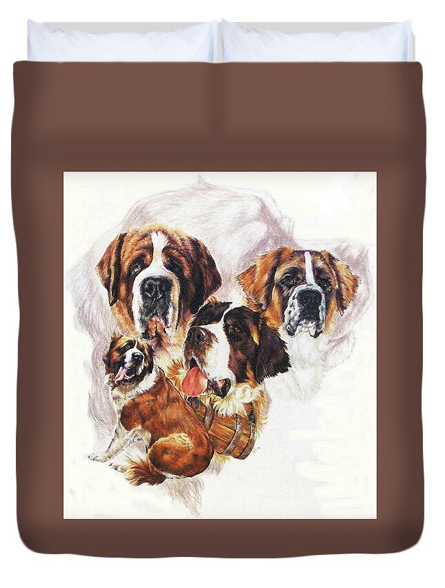 Working Dog Duvet Cover featuring the mixed media Saint Bernard Grouping by Barbara Keith