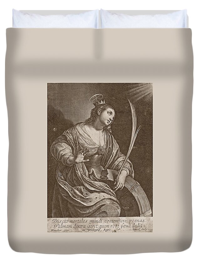 Charles David Duvet Cover featuring the drawing Saint Catherine of Alexandria by Charles David