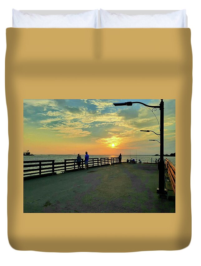 Sunsets Islands. Duvet Cover featuring the photograph Saint Simons Island Sunset by Victor Thomason