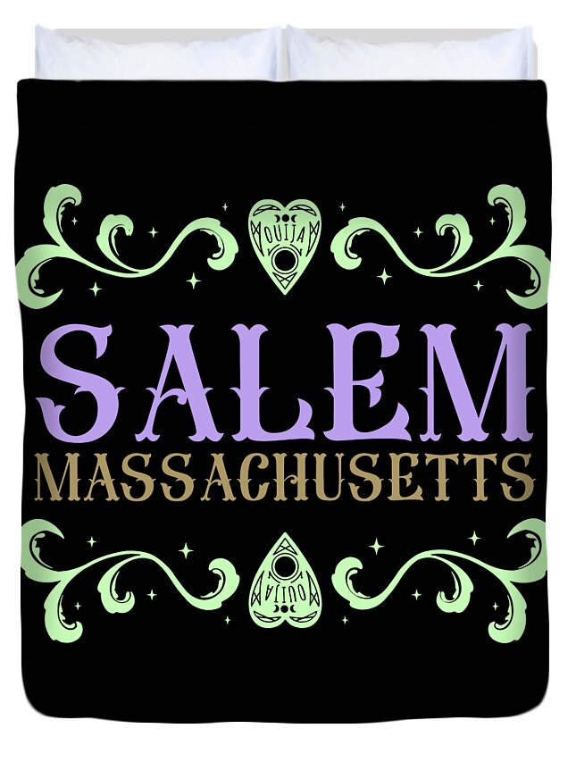 Halloween Duvet Cover featuring the digital art Salem Massachusetts Ouija Love by Flippin Sweet Gear