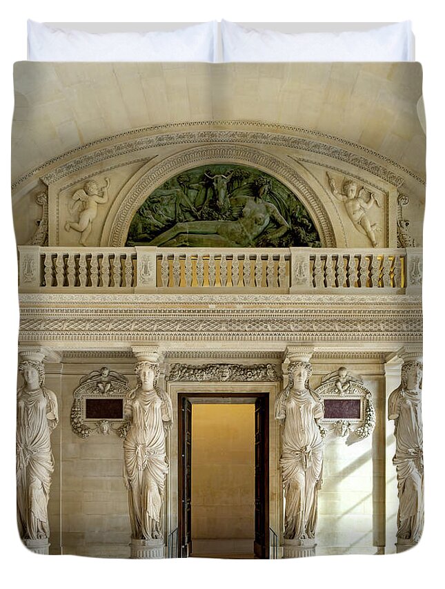 Room Of The Caryatids Louvre Paris Duvet Cover featuring the photograph Salle des Caryatides Louvre Paris 01 by Weston Westmoreland
