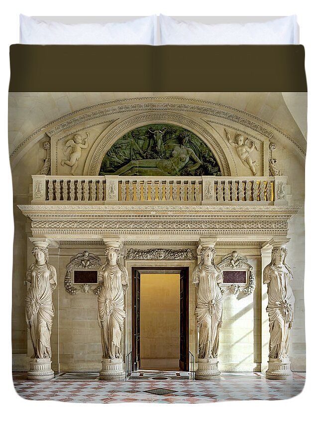 Room Of The Caryatids Louvre Paris Duvet Cover featuring the photograph Salle des Caryatides Louvre Paris 02 by Weston Westmoreland