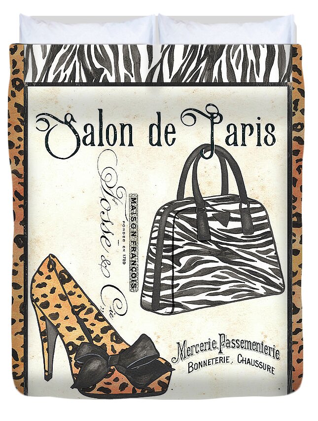 Fashion Duvet Cover featuring the painting Salon de Paris 1 by Debbie DeWitt