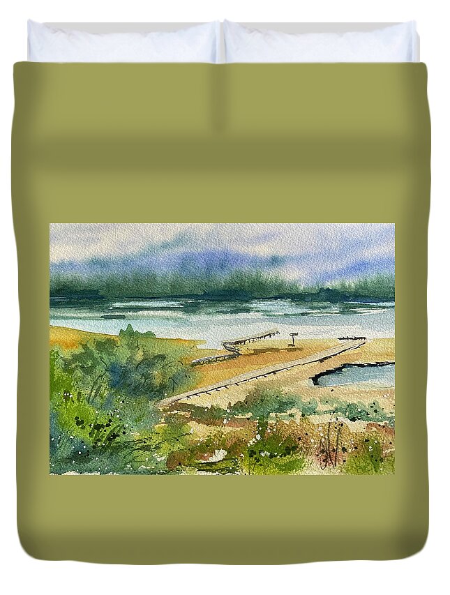 Surf City Duvet Cover featuring the painting Salt Marsh 1 by Kellie Chasse