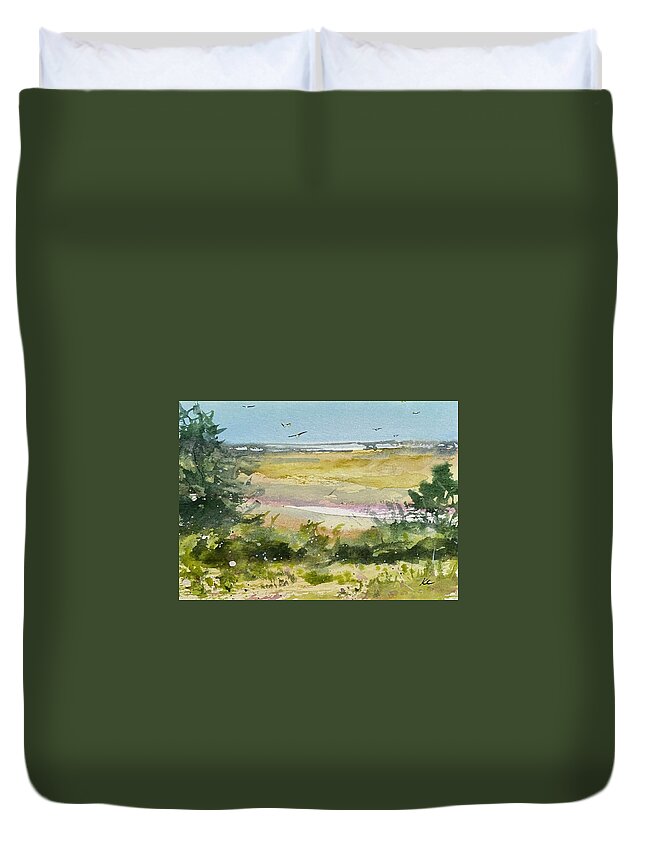  Beach Duvet Cover featuring the painting Salt Marsh 2 by Kellie Chasse