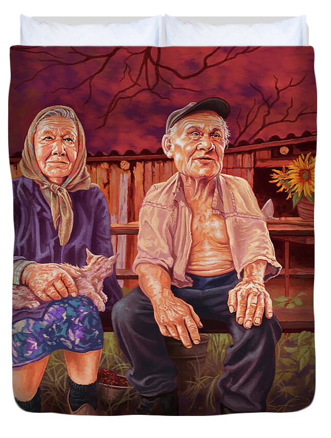 Ukraine Duvet Cover featuring the painting Salt of the Earth by Hans Neuhart