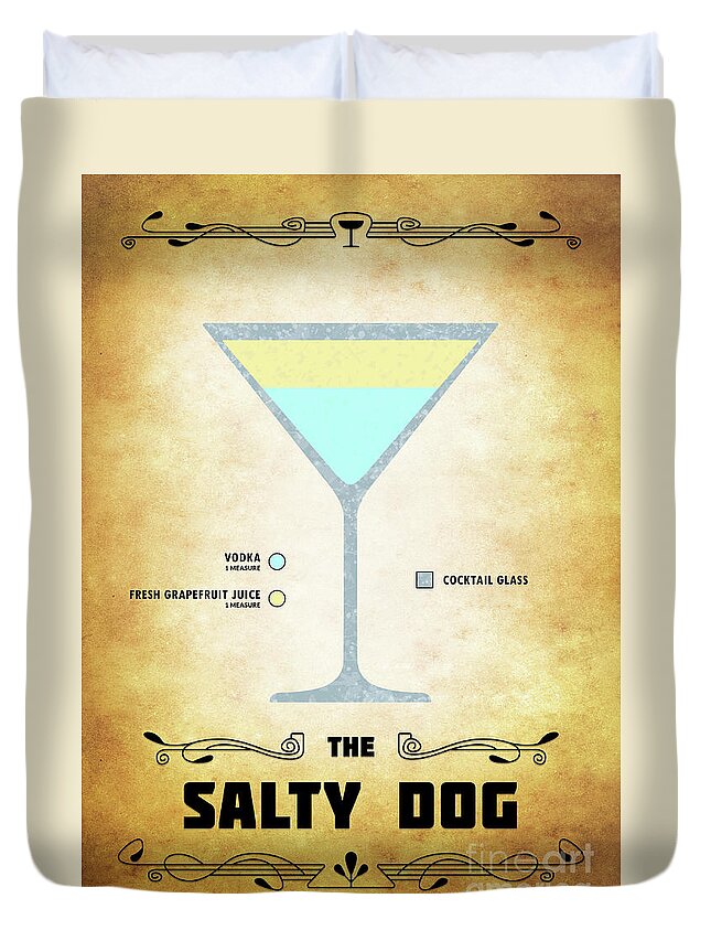 Martini Duvet Cover featuring the digital art Salty Dog Cocktail - Classic by Bo Kev
