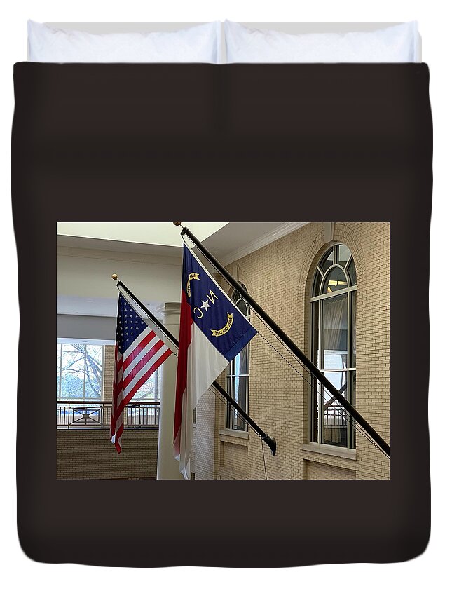 Flag Duvet Cover featuring the photograph Salute by Lee Darnell